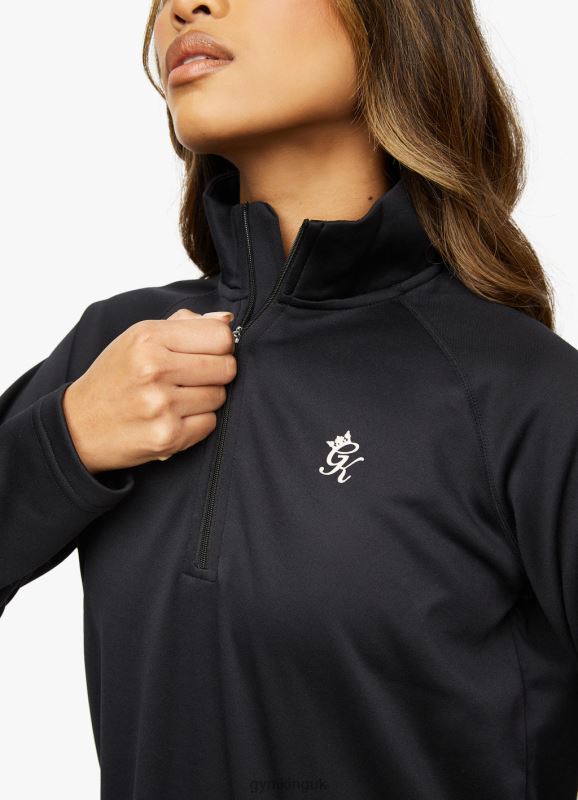 Gym King Sport 1/4 Zip Funnel Black Women Clothing J2PFB471 - Image 3