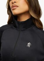 Gym King Sport 1/4 Zip Funnel Black Women Clothing J2PFB471 - Image 4