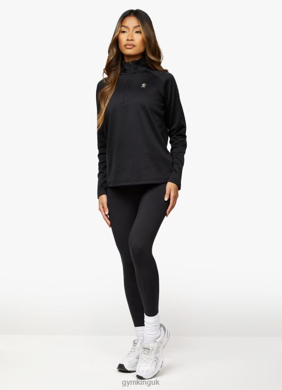 Gym King Sport 1/4 Zip Funnel Black Women Clothing J2PFB471 - Image 6