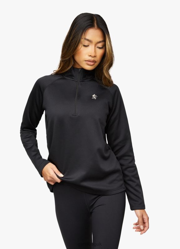 Gym King Sport 1/4 Zip Funnel Black Women Clothing J2PFB471 - Image 1