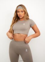 Gym King Sport Seamless Rib Ss Top Taupe Women Clothing J2PFB495