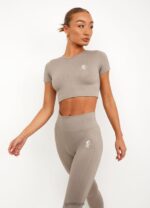Gym King Sport Seamless Rib Ss Top Taupe Women Clothing J2PFB495 - Image 6