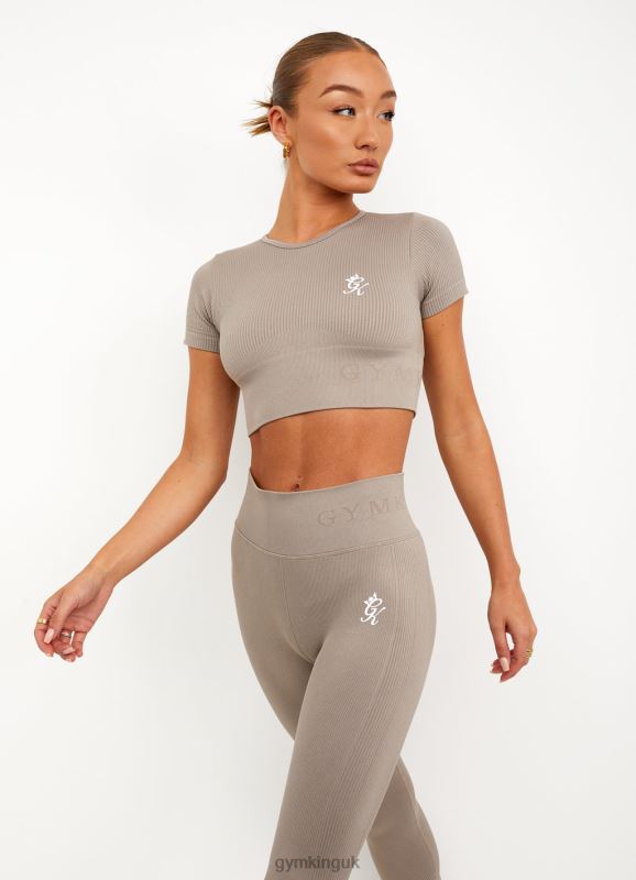 Gym King Sport Seamless Rib Ss Top Taupe Women Clothing J2PFB495 - Image 6