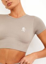 Gym King Sport Seamless Rib Ss Top Taupe Women Clothing J2PFB495 - Image 8