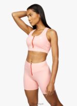 Gym King Stamina Texture Racer Back Bra Blush Pink/Chilli Red Women Clothing J2PFB539 - Image 4
