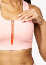 Gym King Stamina Texture Racer Back Bra Blush Pink/Chilli Red Women Clothing J2PFB539 - Image 5