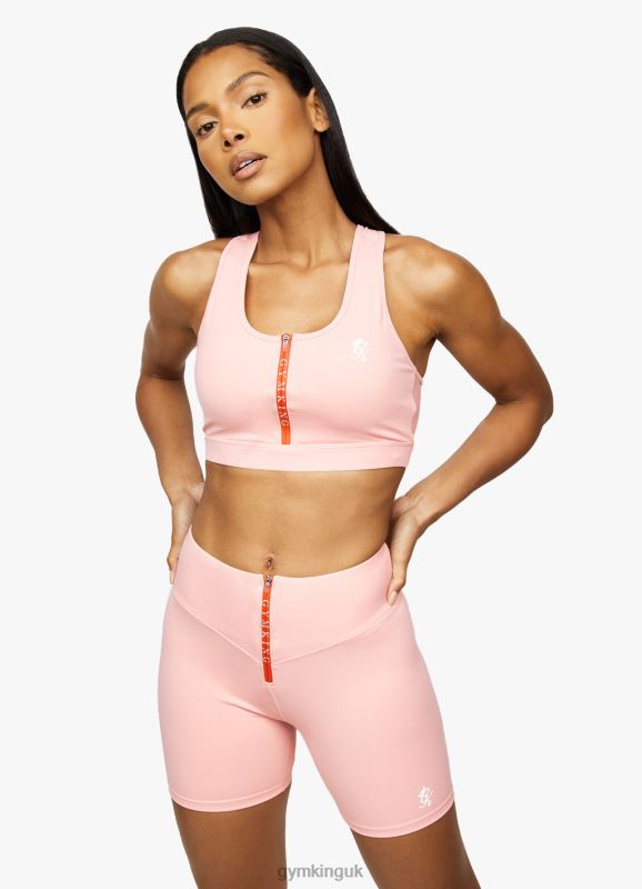 Gym King Stamina Texture Racer Back Bra Blush Pink/Chilli Red Women Clothing J2PFB539 - Image 1