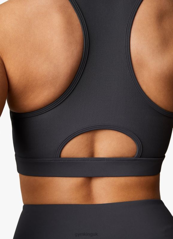 Gym King Stamina Texture Racer Back Bra Graphite/Golden Orange Women Clothing J2PFB528 - Image 4