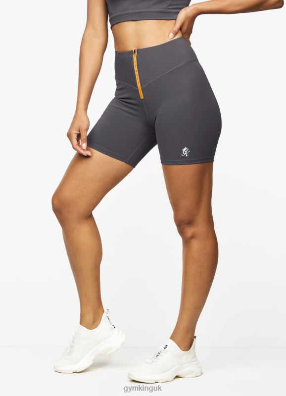 Gym King Stamina Zip Front Cycle Short Graphite/Golden Orange Women Clothing J2PFB502 - Image 5