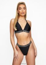 Gym King Tape Swim Bikini Top Black Women Clothing J2PFB410 - Image 2