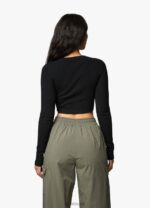 Gym King Utility Rib LS Crop Top Black Women Clothing J2PFB420 - Image 5
