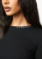 Gym King Utility Rib LS Crop Top Black Women Clothing J2PFB420 - Image 6