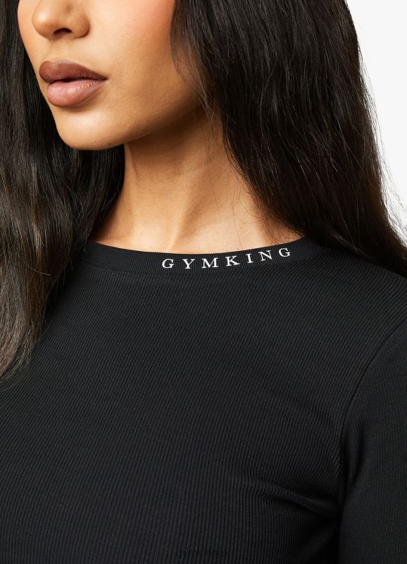 Gym King Utility Rib LS Crop Top Black Women Clothing J2PFB420 - Image 6