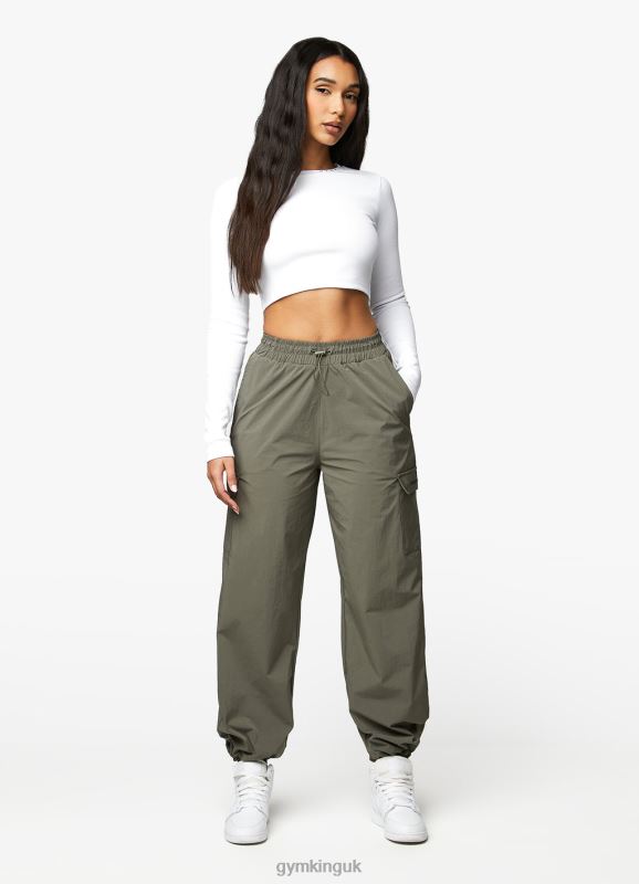 Gym King Utility Rib LS Crop Top White Women Clothing J2PFB400 - Image 6