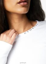 Gym King Utility Rib LS Crop Top White Women Clothing J2PFB400 - Image 8