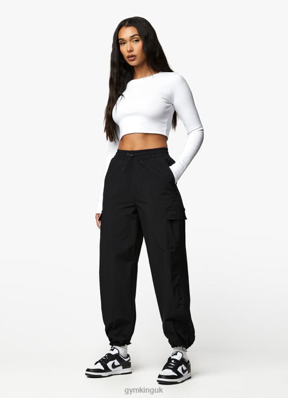 Gym King Utility Rib LS Crop Top White Women Clothing J2PFB400 - Image 9