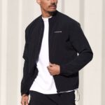 Gym King Utility Woven Bomber Black Men Clothing J2PFB261
