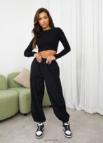 Gym King Utility Woven Cargo Pant Black Women Clothing J2PFB593 - Image 7
