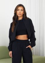 Gym King Utility Woven Jacket Black Women Clothing J2PFB636 - Image 4