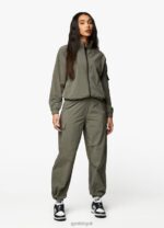 Gym King Utility Woven Jacket Olive Women Clothing J2PFB635 - Image 4