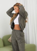 Gym King Utility Woven Jacket Olive Women Clothing J2PFB635 - Image 8