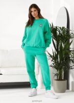 Gym King Varsity Crew Tracksuit Jade Green Women Clothing J2PFB573 - Image 4