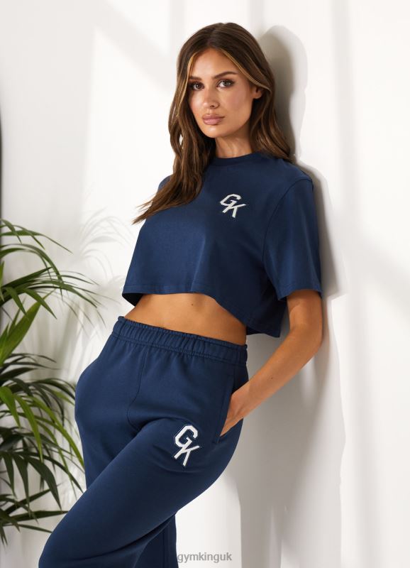 Gym King Varsity Crop Tee Oxford Blue Women Clothing J2PFB385 - Image 2