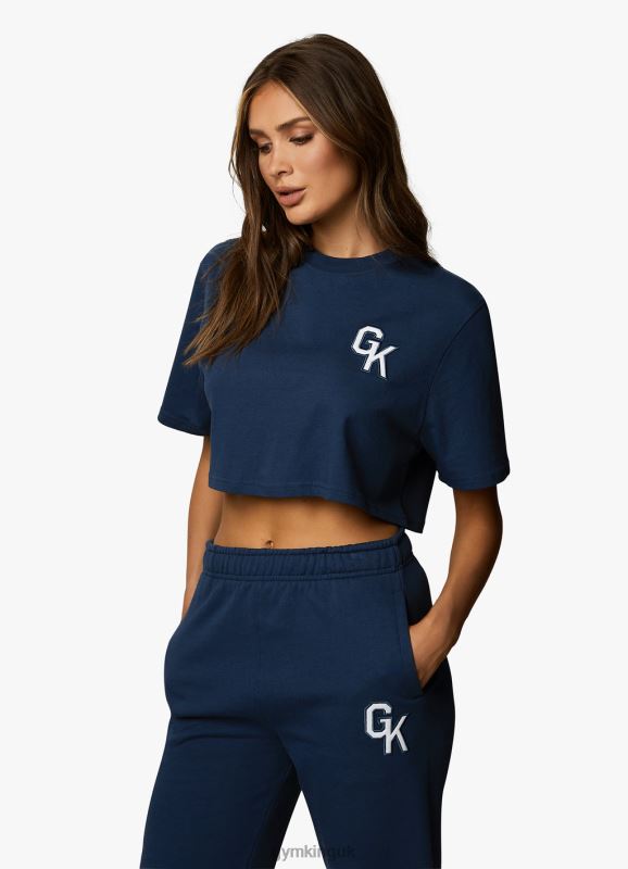 Gym King Varsity Crop Tee Oxford Blue Women Clothing J2PFB385 - Image 3