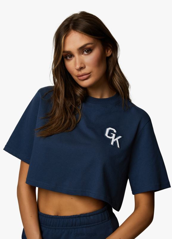 Gym King Varsity Crop Tee Oxford Blue Women Clothing J2PFB385 - Image 4