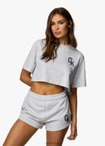 Gym King Varsity Crop Tee Snow Marl Women Clothing J2PFB377 - Image 12