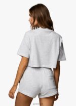 Gym King Varsity Crop Tee Snow Marl Women Clothing J2PFB377 - Image 3