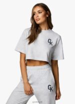 Gym King Varsity Crop Tee Snow Marl Women Clothing J2PFB377 - Image 10