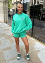 Gym King Varsity Oversized Crew Jade Green Women Clothing J2PFB383 - Image 2