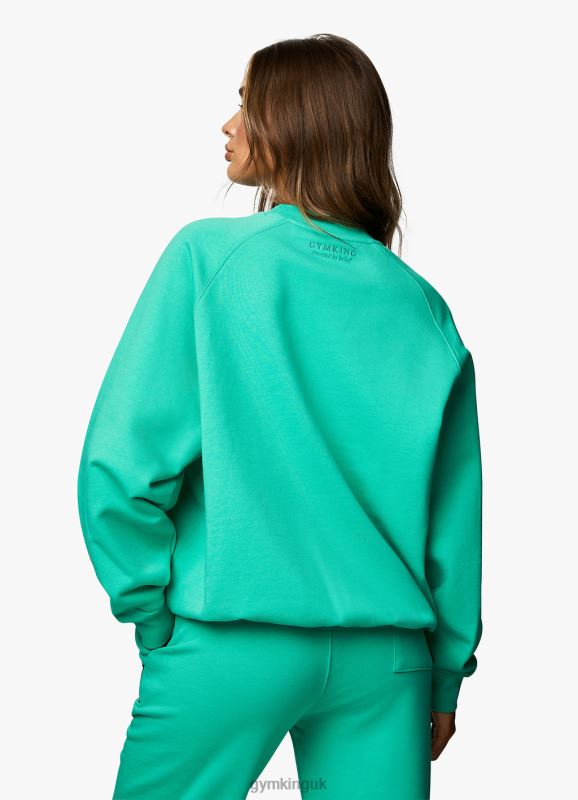 Gym King Varsity Oversized Crew Jade Green Women Clothing J2PFB383 - Image 4