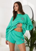 Gym King Varsity Oversized Crew Jade Green Women Clothing J2PFB383 - Image 7