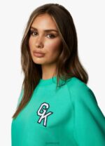 Gym King Varsity Oversized Crew Jade Green Women Clothing J2PFB383 - Image 8