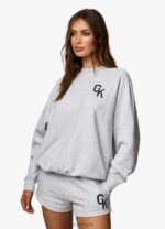 Gym King Varsity Oversized Crew Snow Marl Women Clothing J2PFB378 - Image 5