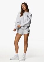 Gym King Varsity Oversized Crew Snow Marl Women Clothing J2PFB378 - Image 8