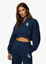 Gym King Varsity Tracksuit Top Oxford Blue Women Clothing J2PFB381 - Image 7