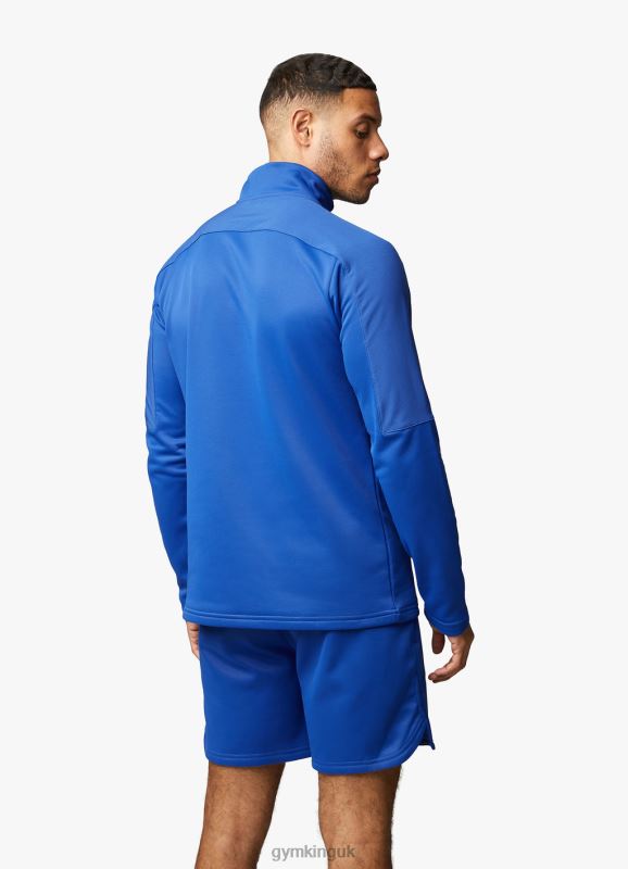 Gym King Velocity 1/4 Zip Funnel Electric Blue/Black Men Clothing J2PFB190 - Image 2