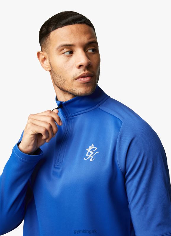 Gym King Velocity 1/4 Zip Funnel Electric Blue/Black Men Clothing J2PFB190 - Image 3