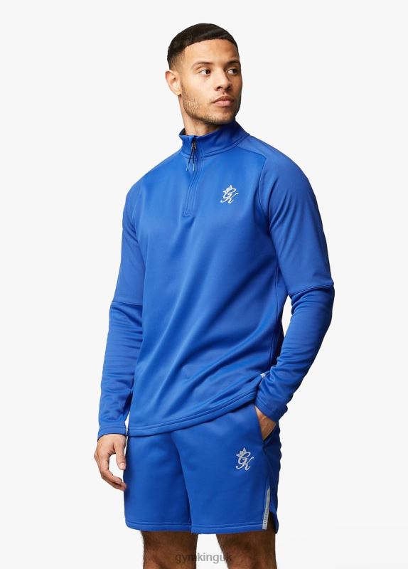 Gym King Velocity 1/4 Zip Funnel Electric Blue/Black Men Clothing J2PFB190 - Image 1