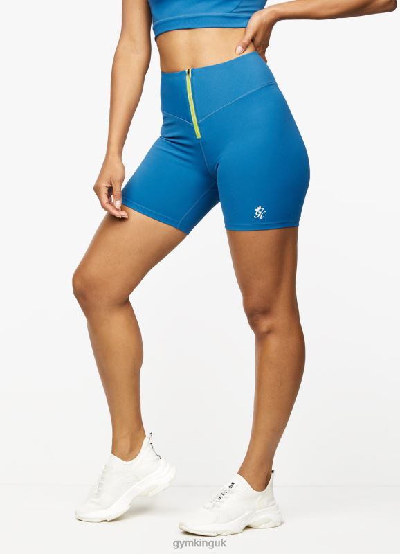 Gym KingStamina Zip Front Cycle Short Blue Sapphire/Lime Women Clothing J2PFB511 - Image 1